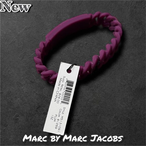 New NWT Marc By Marc Jacobs PLUM Standard Supply Braided Silicone Bracelet - Picture 5 of 5